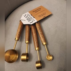 Urban Outfitters Gold and Wood Measuring Set